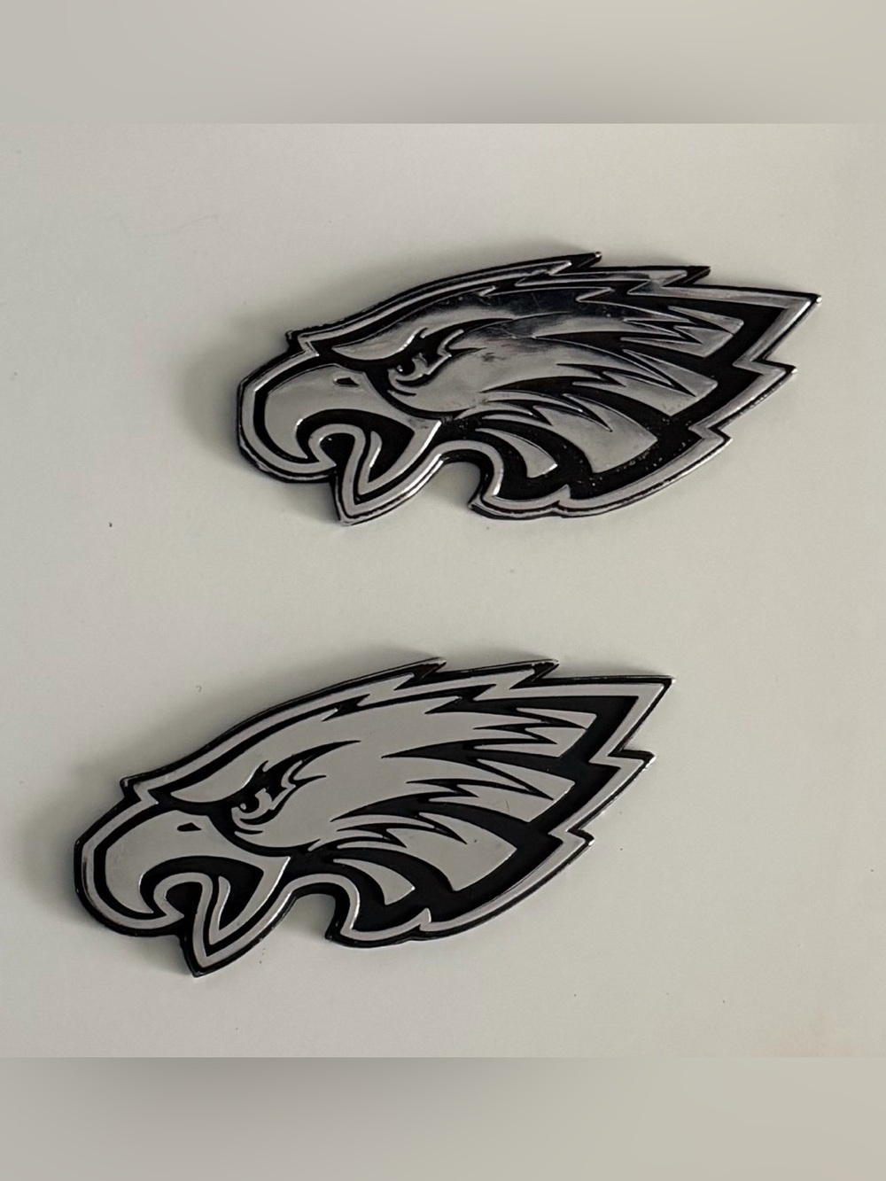 Lot of 2 Philadelphia Eagles Metal Eagle Logo Stick On Car Emblems
